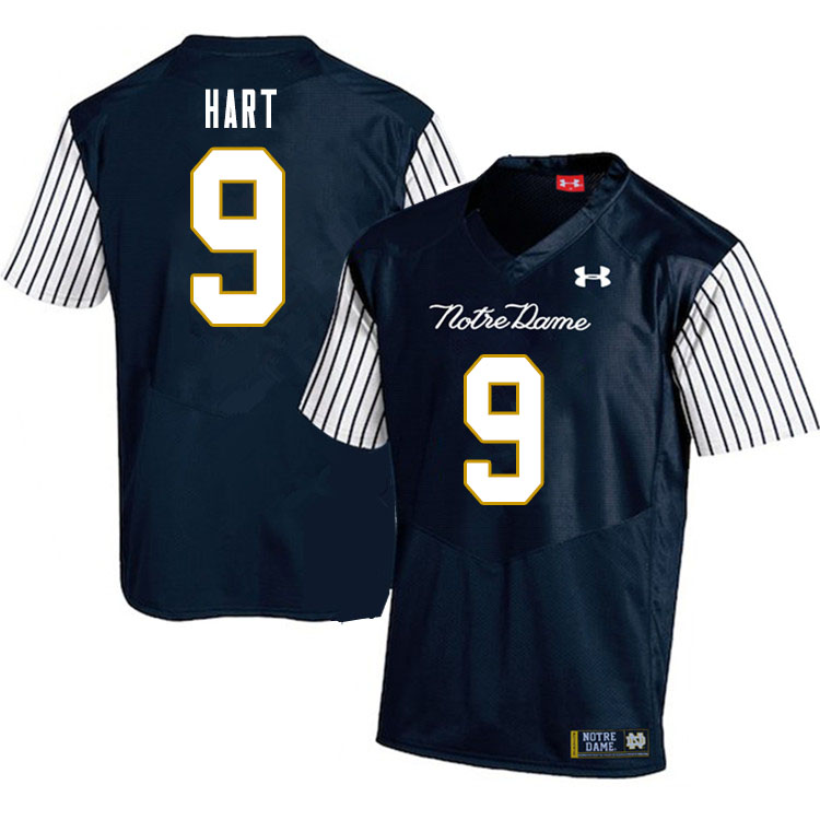 Men's NCAA Notre Dame Fighting Irish #9 Cam Hart Stitched College Under Armour Authentic Navy Alternate Football Jersey BF10D28BB